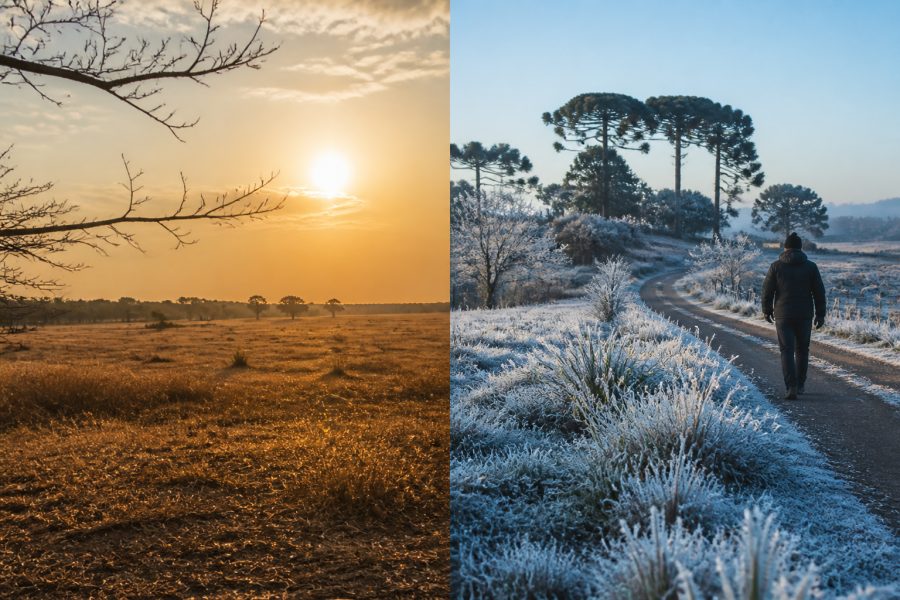 Fim de semana terá tempo seco no Centro-Oeste e frio intenso no Sul